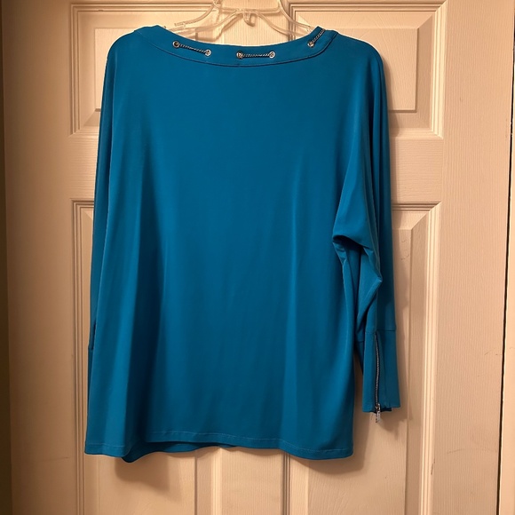 Calvin Klein || Size L || Teal || Chain ||Embellished Blouse w/ Keyhole - Picture 2 of 2